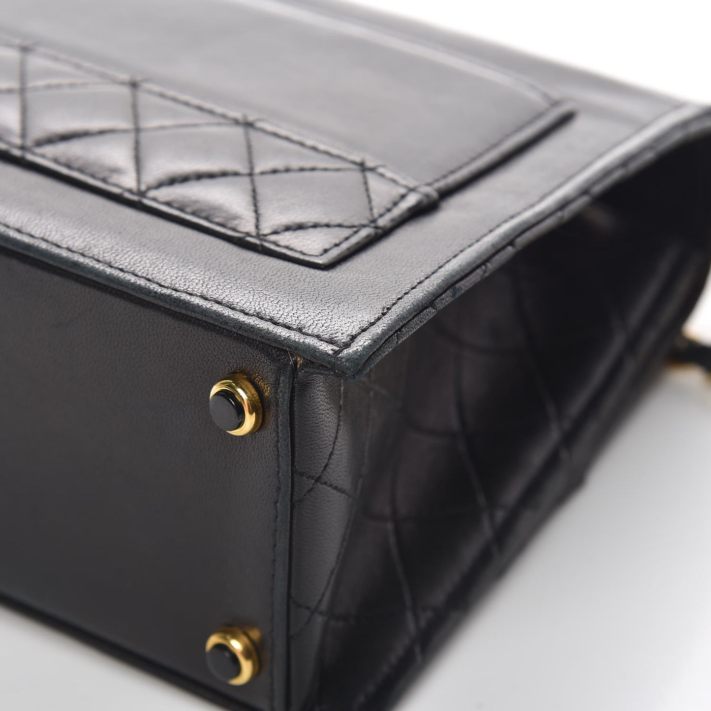 Lambskin Quilted Shoulder Flap Bag Black
