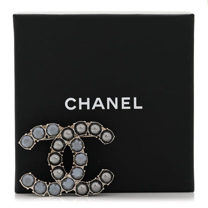 Chanel Crystal Pearl CC Dazzling Domino Brooch Black 5 of 5