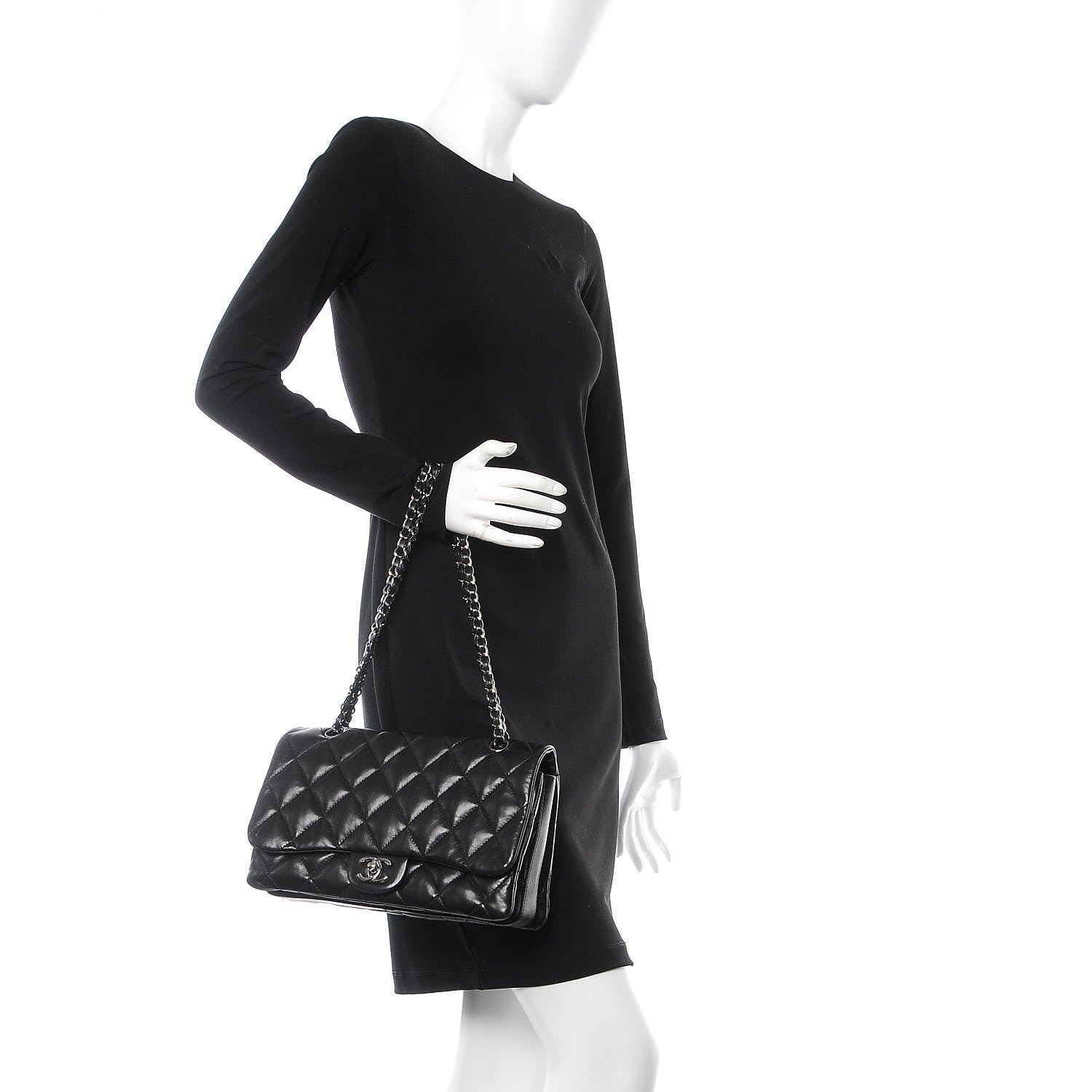Chanel Lambskin Quilted 3 Accordion Flap Bag Black 2 of 15
