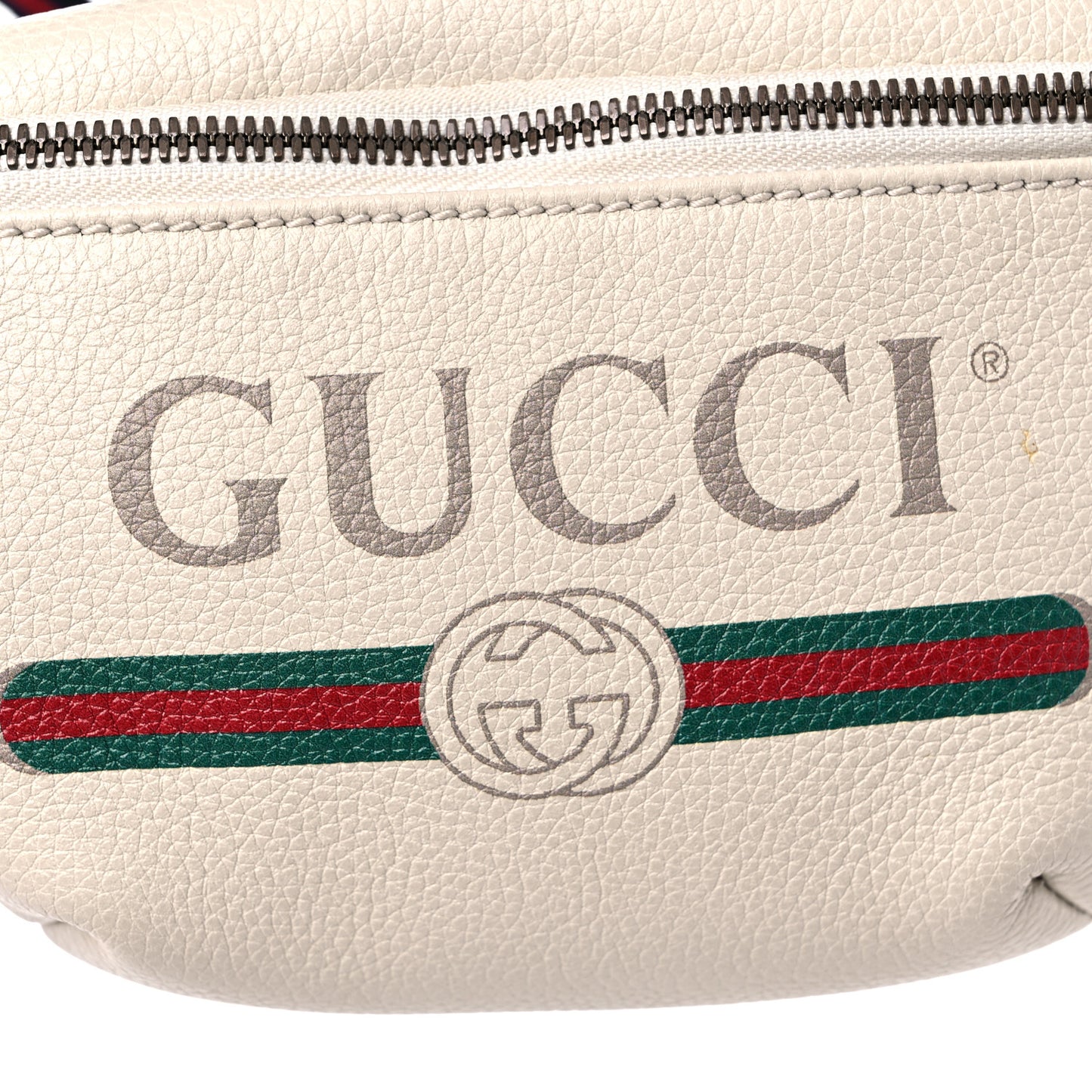 Grained Calfskin Small Logo Belt Bag White