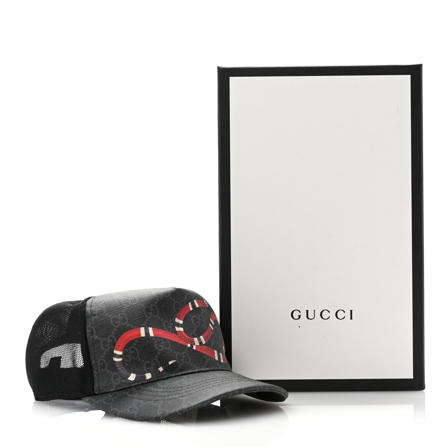 Gucci GG Supreme Monogram Kingsnake Print Baseball Hat M Black