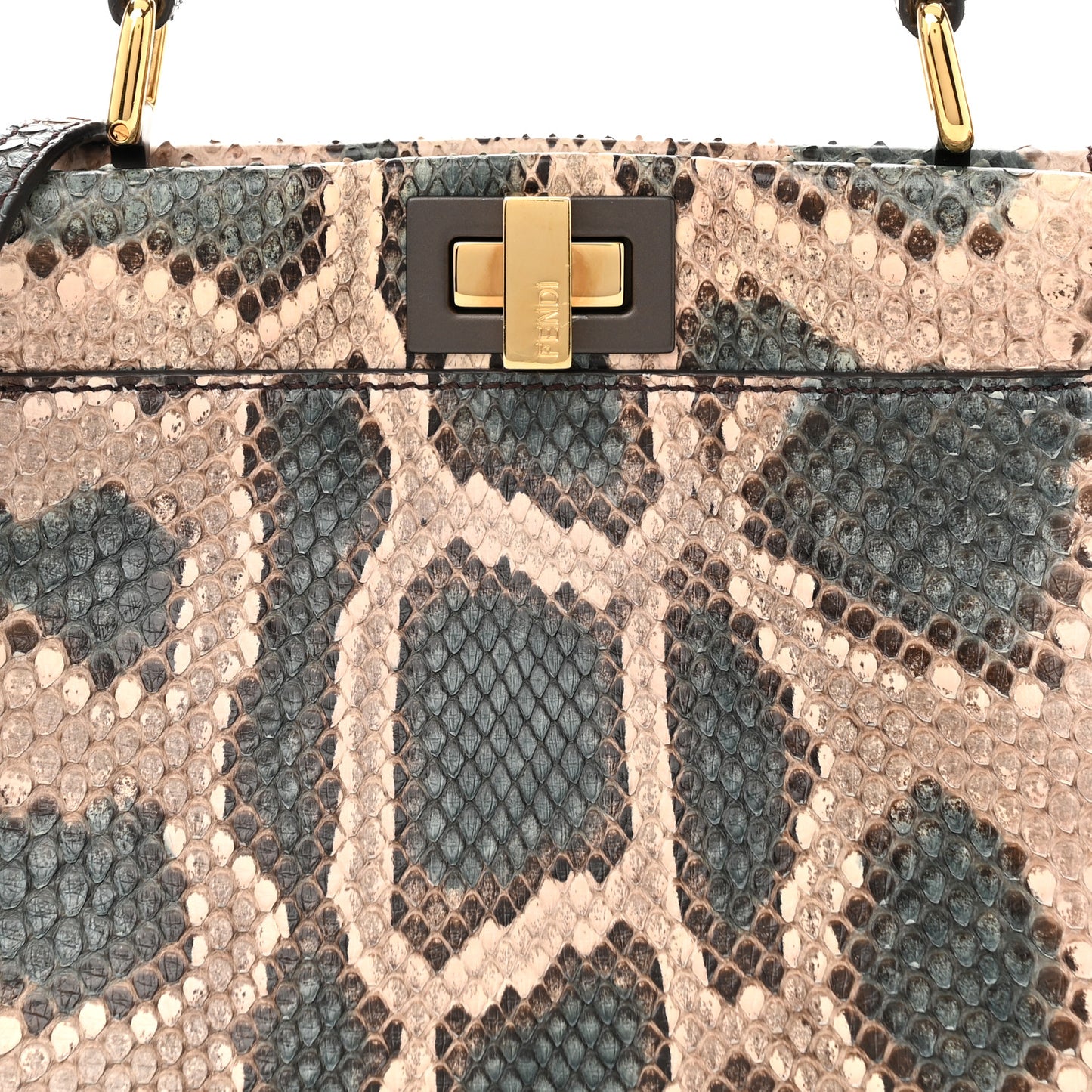 Snakeskin Mini Peekaboo Iconic Satchel Malachite Carbone