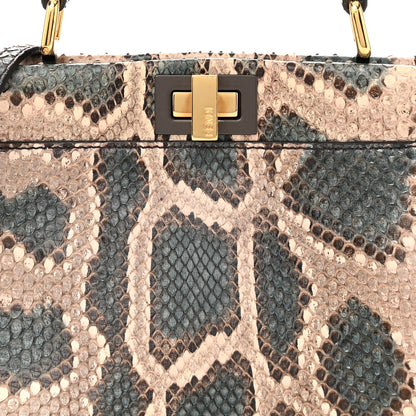 Fendi Snakeskin Mini Peekaboo Iconic Satchel Malachite Carbone 9 of 11