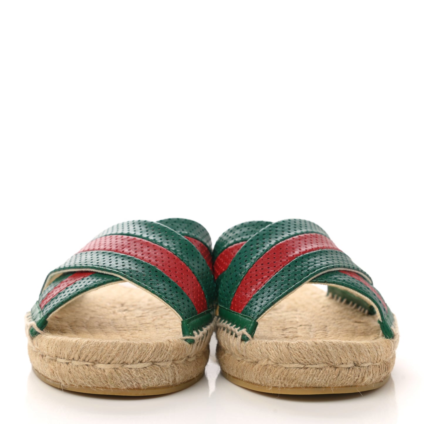 Malaga Kid Perforated Criss Cross Espadrille Slide Sandals 37 Emerald Hibiscus Red