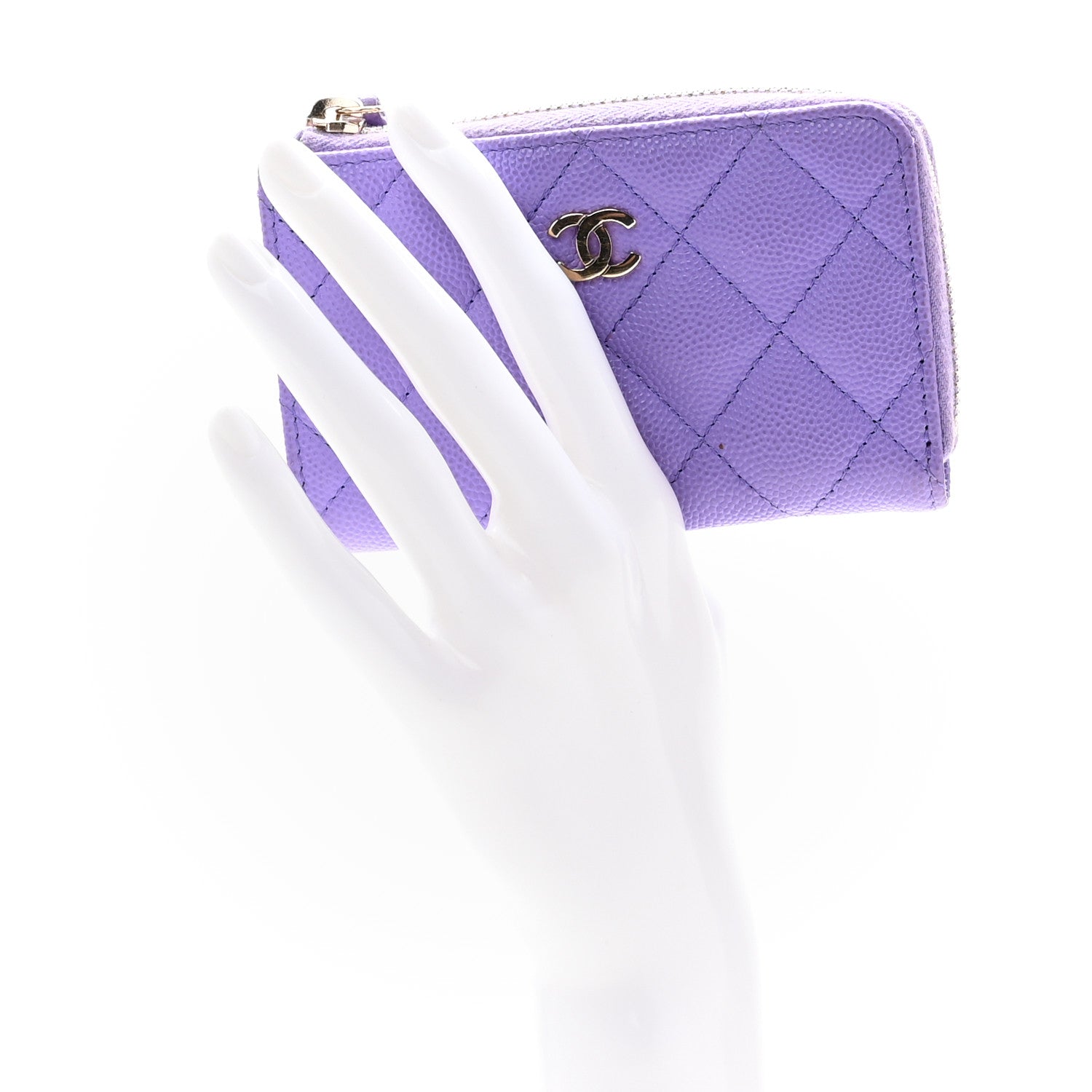 Chanel Caviar Quilted Zipped Key Holder Case Purple 2 of 10