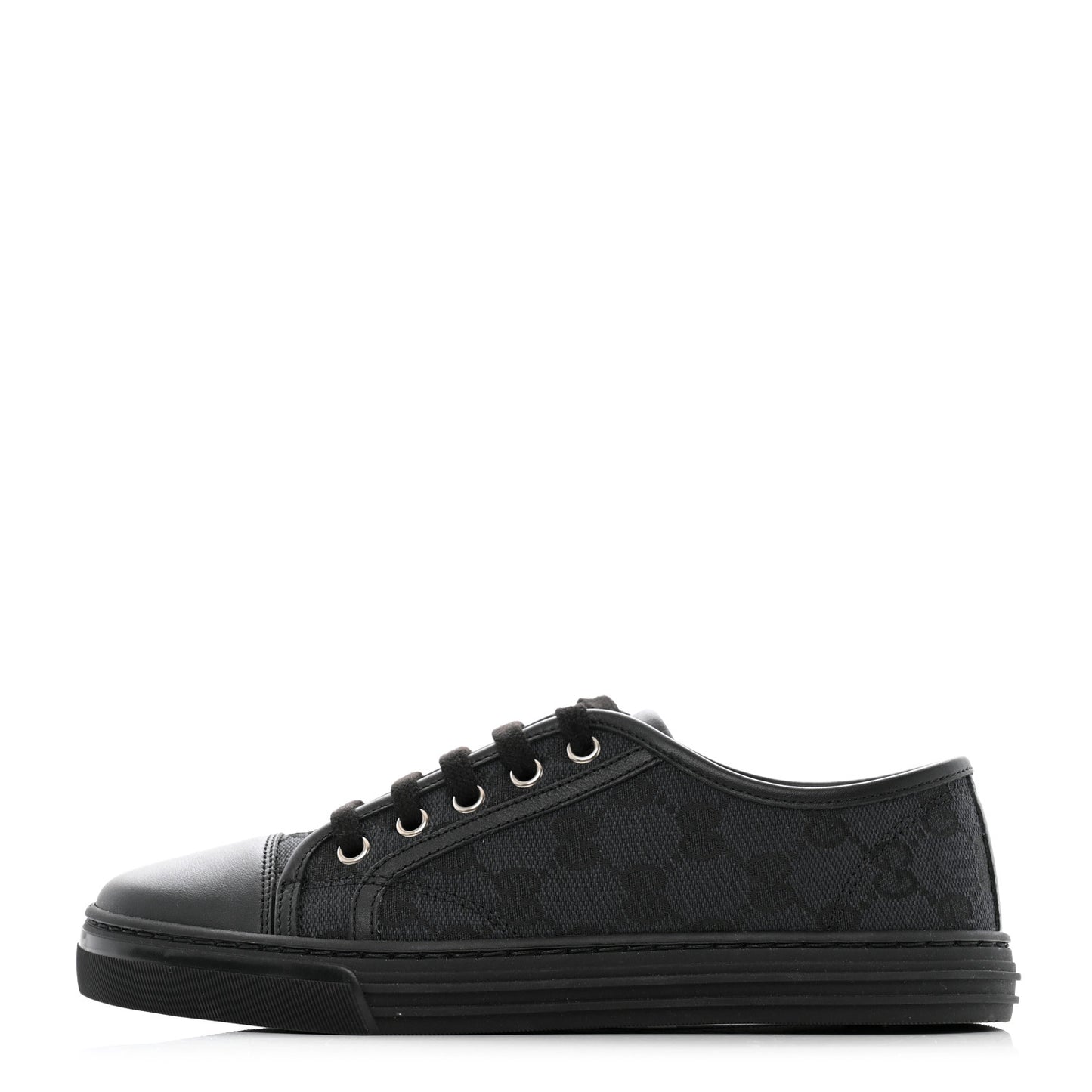 GG Monogram Calfskin Womens Low Top Sneakers 36 Piombo Black