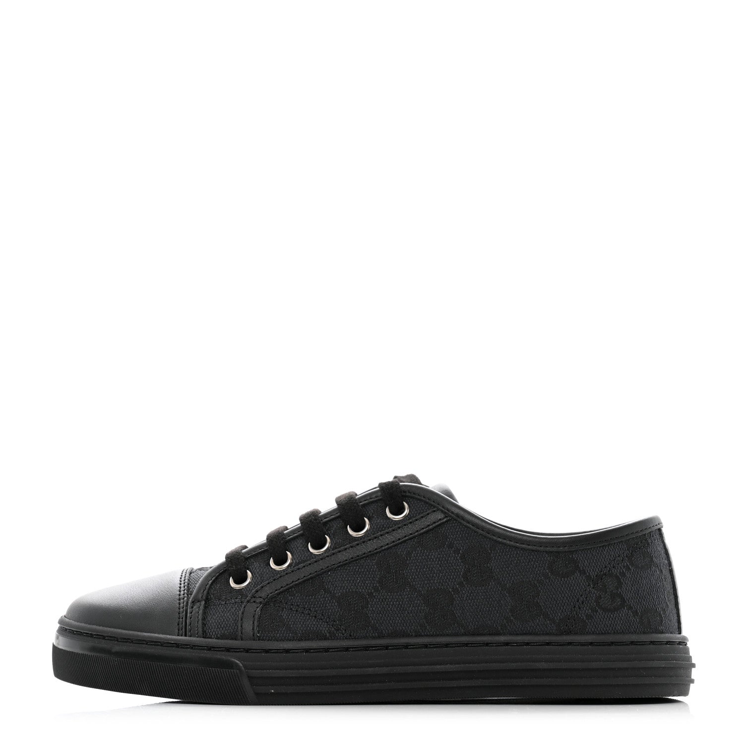 Gucci GG Monogram Calfskin Womens Low Top Sneakers 36 Piombo Black 1 of 11