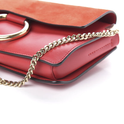 Chloe Suede Calfskin Small Faye Shoulder Bag Sepia Red 9 of 10