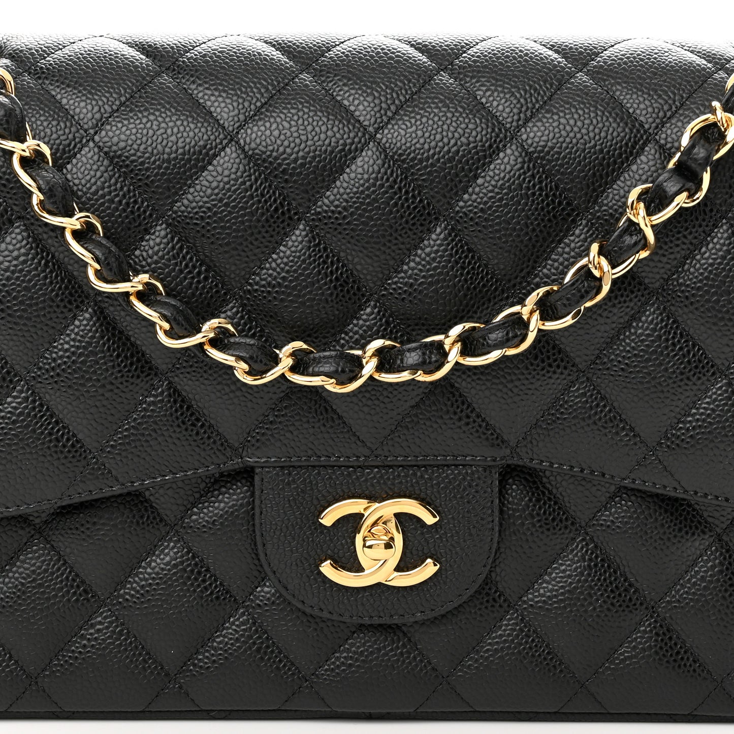 Caviar Quilted Jumbo Double Flap Black