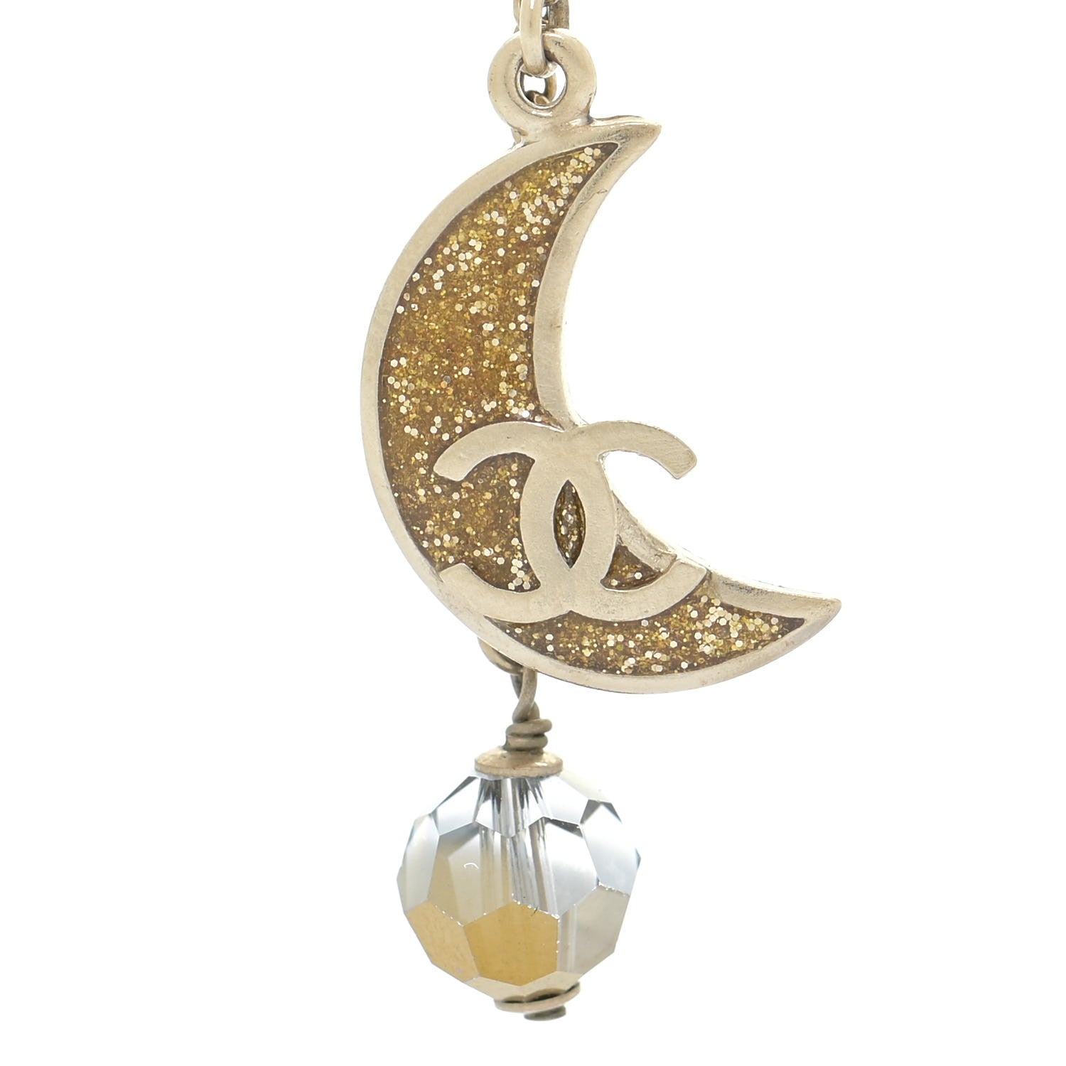 Chanel Metal Crystal Star Moon Earrings Gold 5 of 7