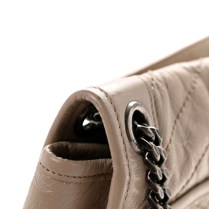 Saint Laurent Crinkled Calfskin Matelasse Monogram Medium Niki Chain Satchel Gold Sand 15 of 15
