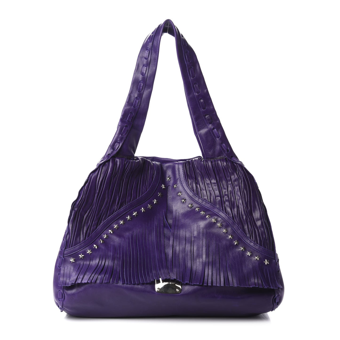 Calfskin Star Studded Iman Shoulder Bag Purple