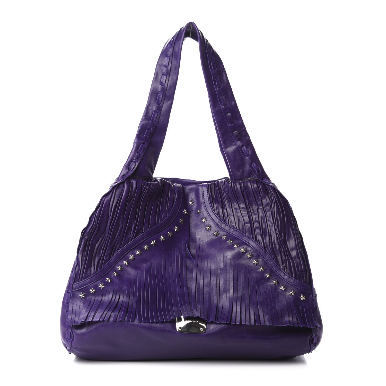 Jimmy Choo Calfskin Star Studded Iman Shoulder Bag Purple 1 of 10