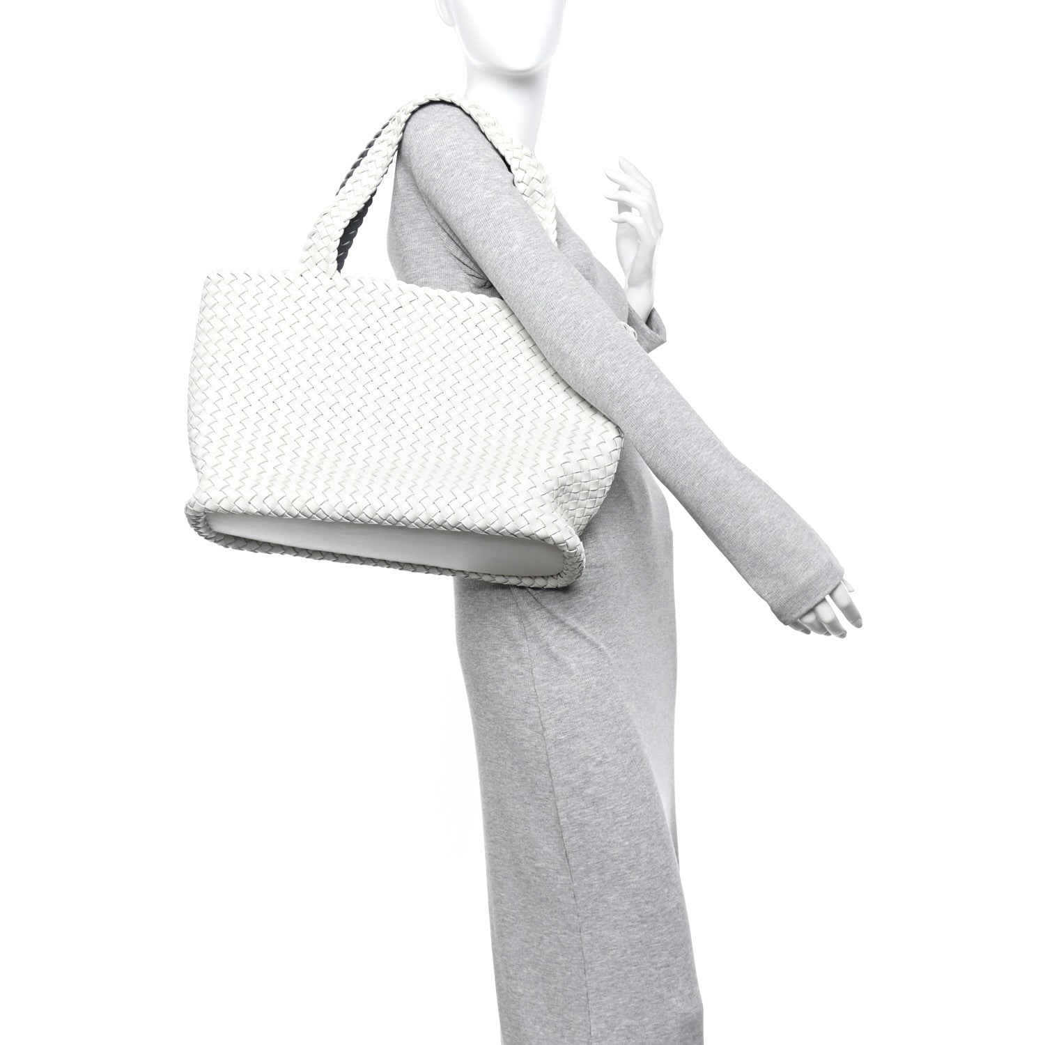 Bottega Veneta Nappa Intrecciato Bicolor Tote Bag Thunder White Silver 2 of 12