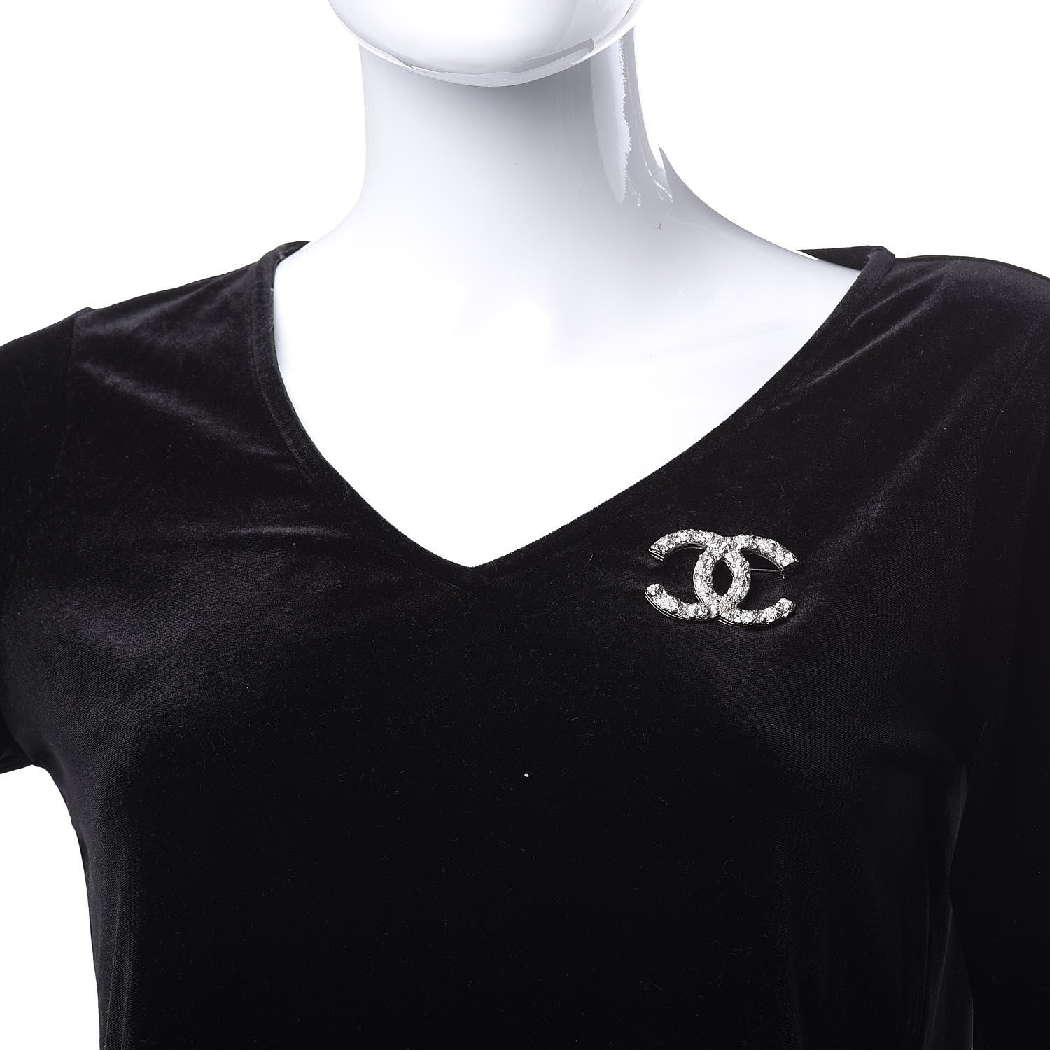 Chanel Crystal CC Brooch Silver 2 of 4