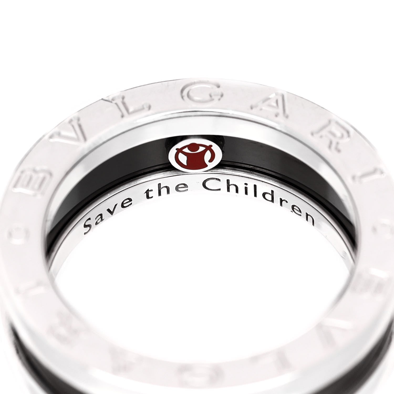 Bulgari Sterling Silver Ceramic Save The Children One-Band Ring 48 4.5 4 of 6