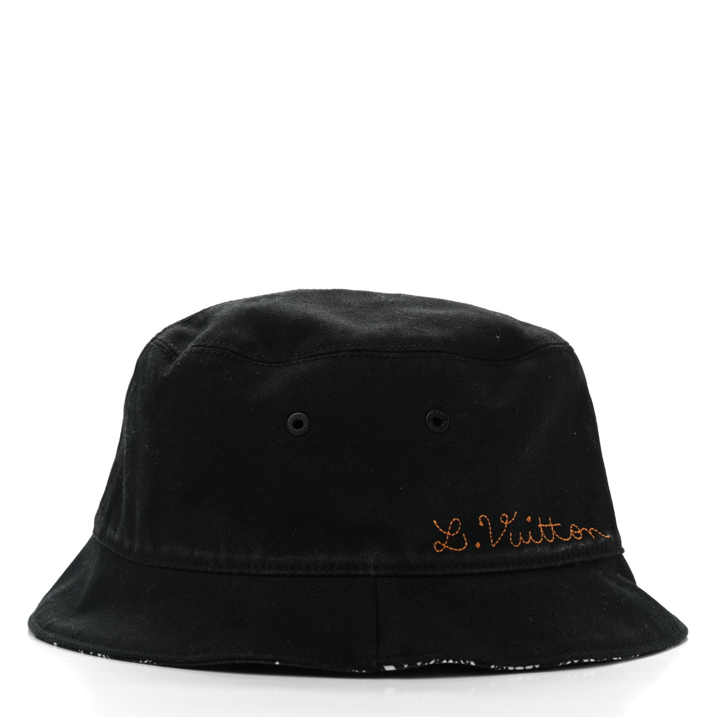 Cotton Damier Distorted Reversible Bucket Hat Black