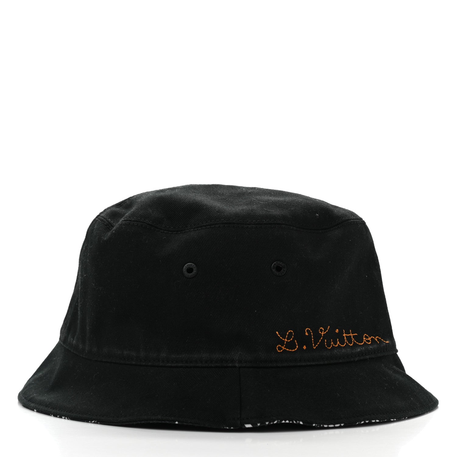 Louis Vuitton Cotton Damier Distorted Reversible Bucket Hat Black 5 of 9