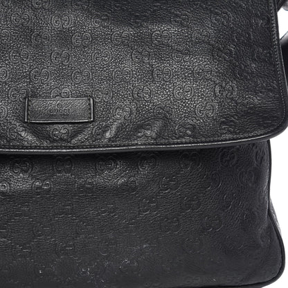 Gucci Guccissima Medium Flap Messenger Bag Black 10 of 15