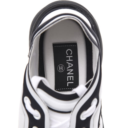 Chanel Lycra Womens CC Sneakers 36.5 White Black 6 of 8
