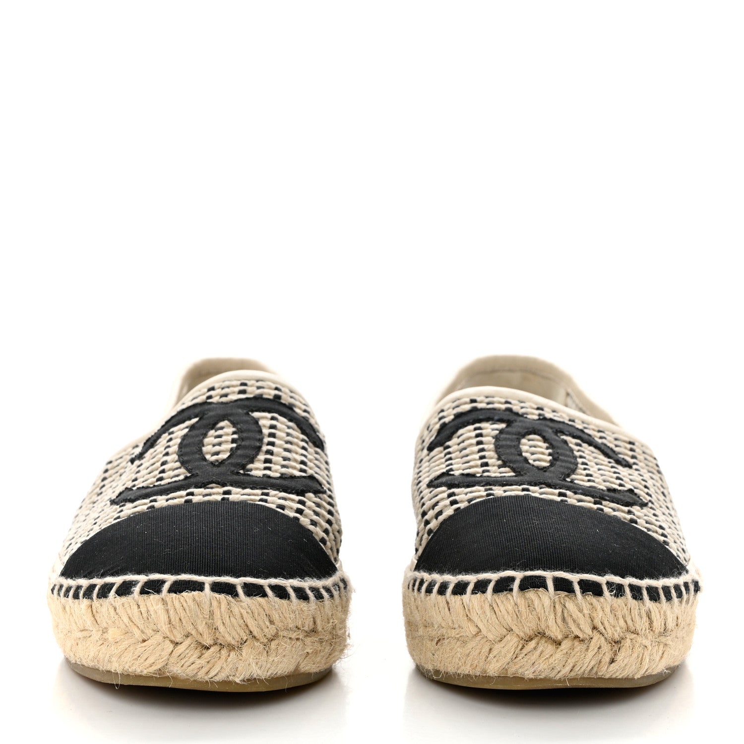 Chanel Mesh Grosgrain CC Espadrilles 38 Beige Black 2 of 8