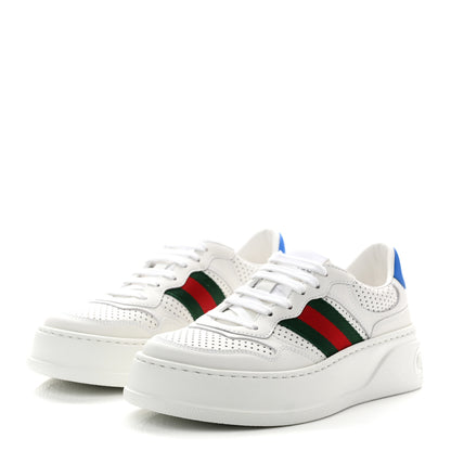 Gucci Calfskin Web Perforated Womens Platform 55mm Sneakers 36 White Bright Splash 3 of 10