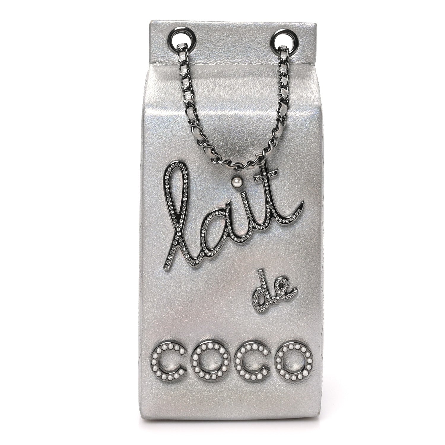 Chanel Metallic Goatskin Lait de Coco Milk Carton Bag Silver 1 of 10
