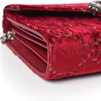 Gucci Velvet GG Monogram Mini Dionysus Chain Wallet Red Cipria 5 of 11