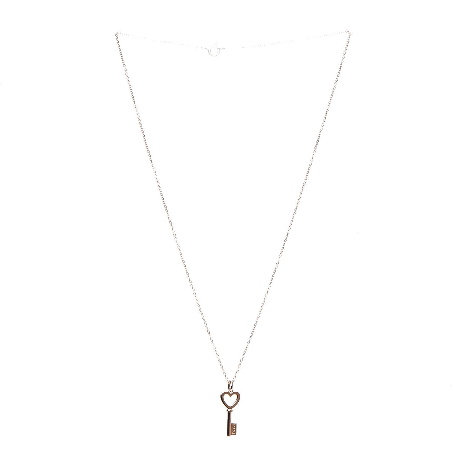 Tiffany 18K Rose Gold Mini Heart Key Pendant Necklace 10 of 14