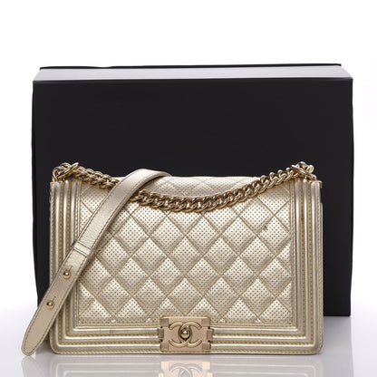 Chanel Lambskin Perforated Quilted New Medium Boy Flap Gold 22 of 22