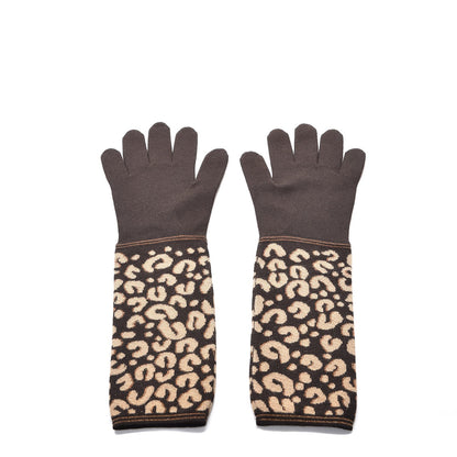 Louis Vuitton Cashmere Silk Leopard Long Gloves Marron 2 of 5