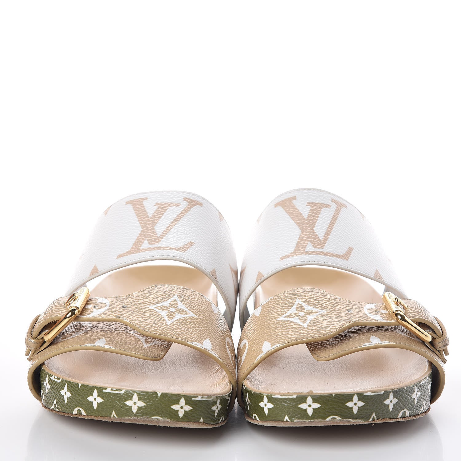 Louis Vuitton Monogram Giant Bom Dia Flat Mule Sandals 36.5 White Moka 2 of 11