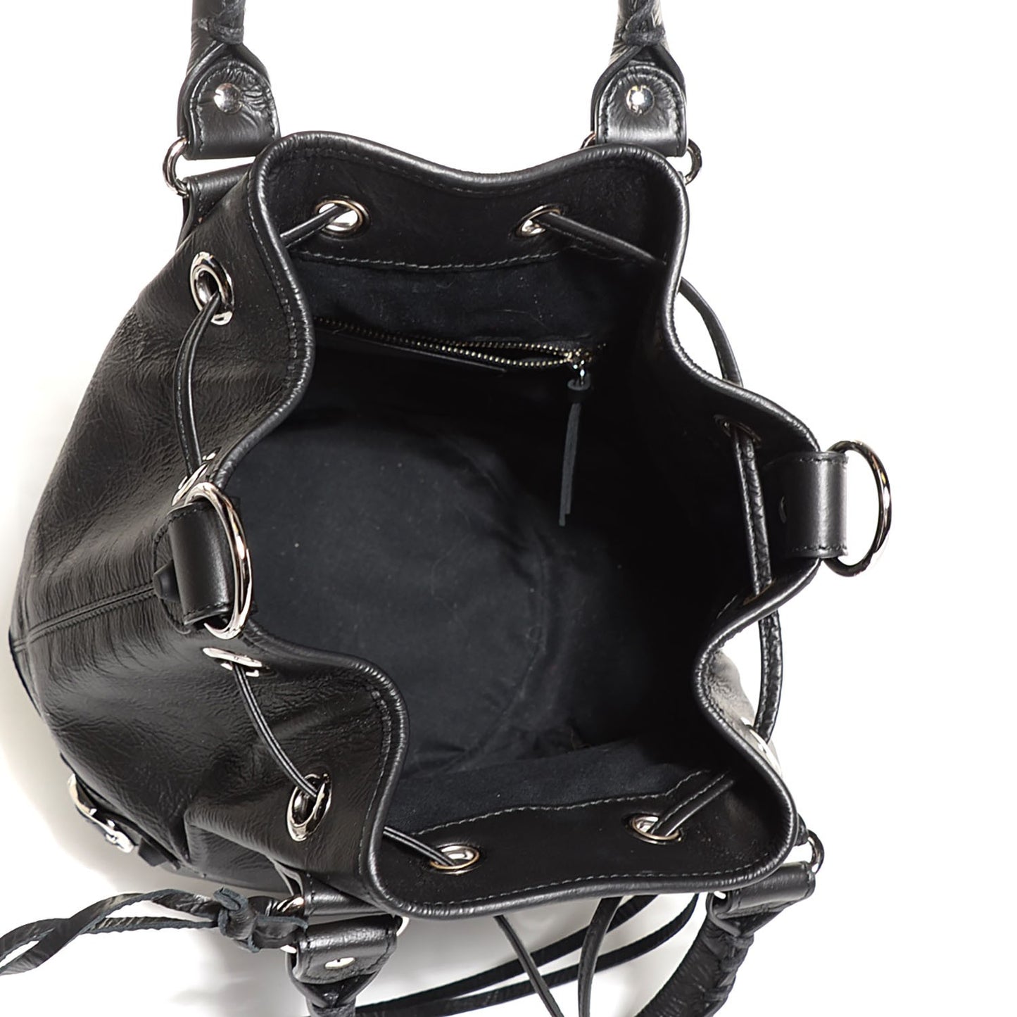 Matte Goatskin Rubber Covered Classic Hardware Mini Pompon Black
