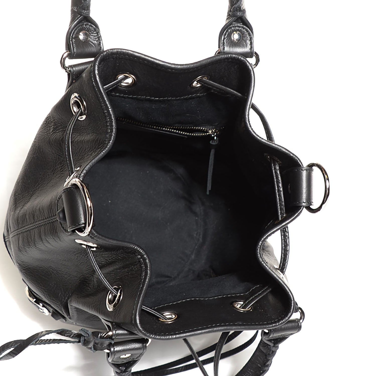 Balenciaga Matte Goatskin Rubber Covered Classic Hardware Mini Pompon Black 5 of 10