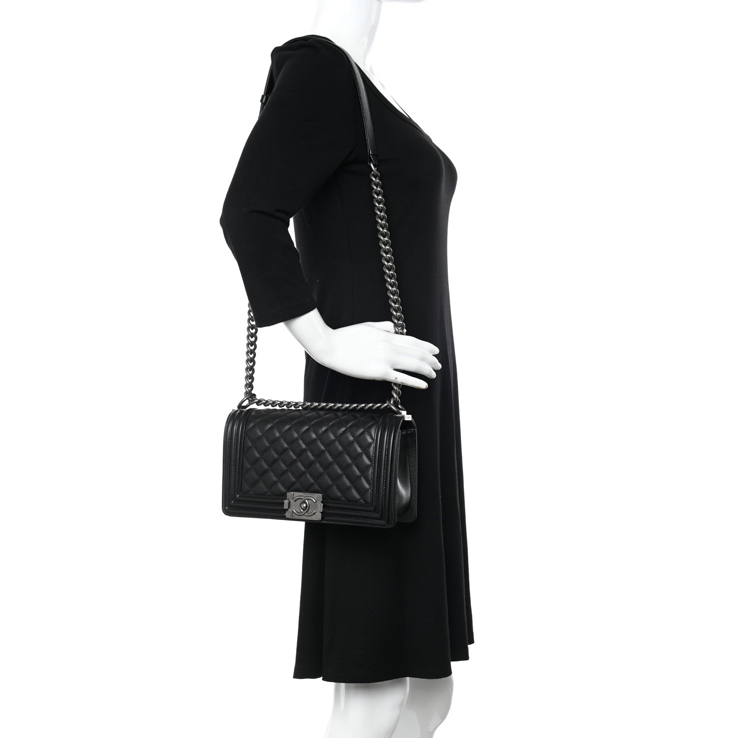Chanel Caviar Quilted Medium Boy Flap Black 2 of 14