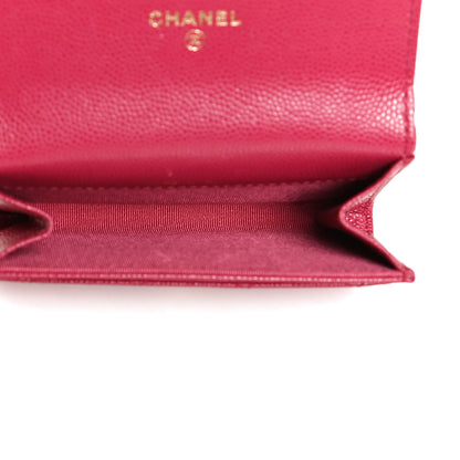 Chanel Caviar Quilted Flap Card Holder Wallet Dark Pink 5 of 12