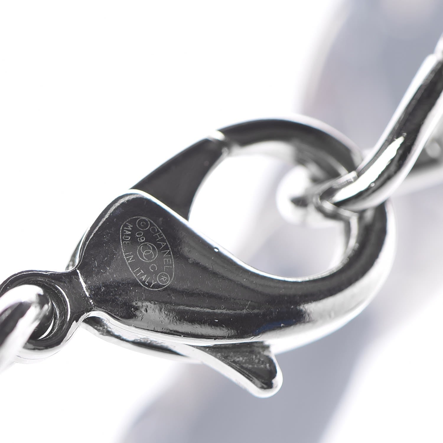 Chanel Ribbon Chain Necklace Black Silver 4 of 4