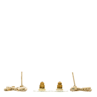 Chanel Crystal Timeless CC Earrings Light Gold 3 of 5