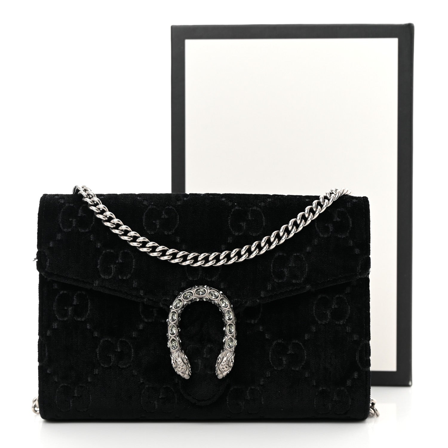 Gucci Velvet GG Monogram Mini Dionysus Chain Wallet Black 15 of 15