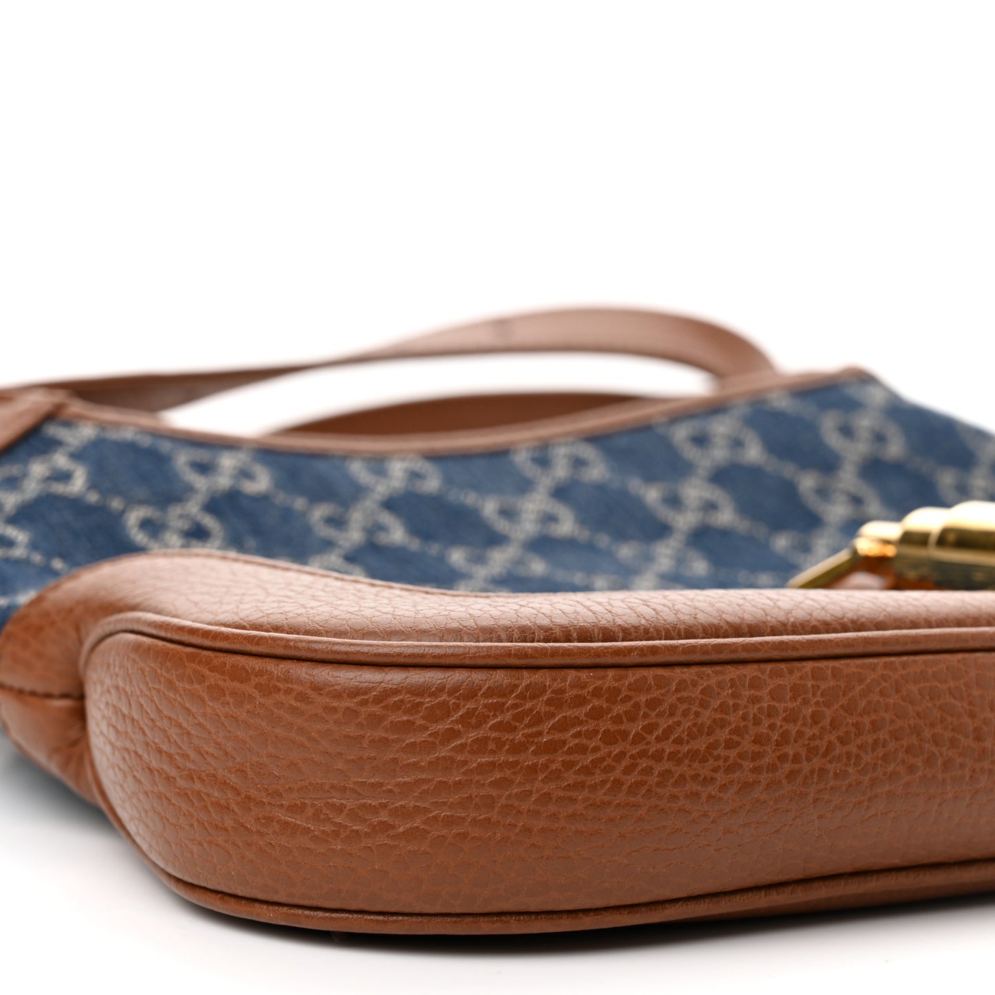 New Denim GG Monogram Calfskin Small Jackie 1961 Hobo Blue Tea Cuir
