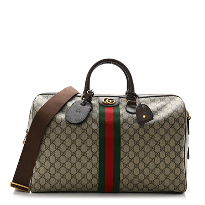 Gucci GG Supreme Monogram Textured Dollar Calfskin Web Medium Ophidia Carry-On Duffle Bag Beige Ebony New Acero 1 of 9