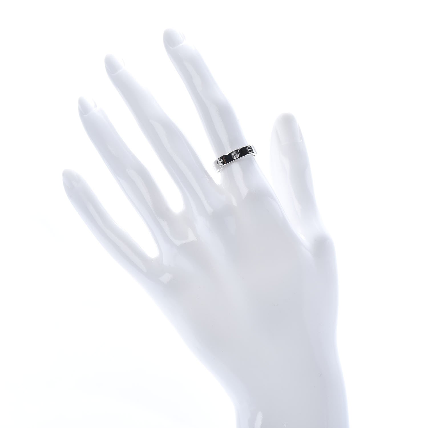 Cartier 18K White Gold Diamond 4mm LOVE Wedding Band Ring 50 5.25 2 of 4