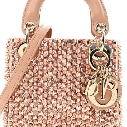 Christian Dior Satin Crystal Beaded Embroidered Micro Lady Dior Pink 8 of 10
