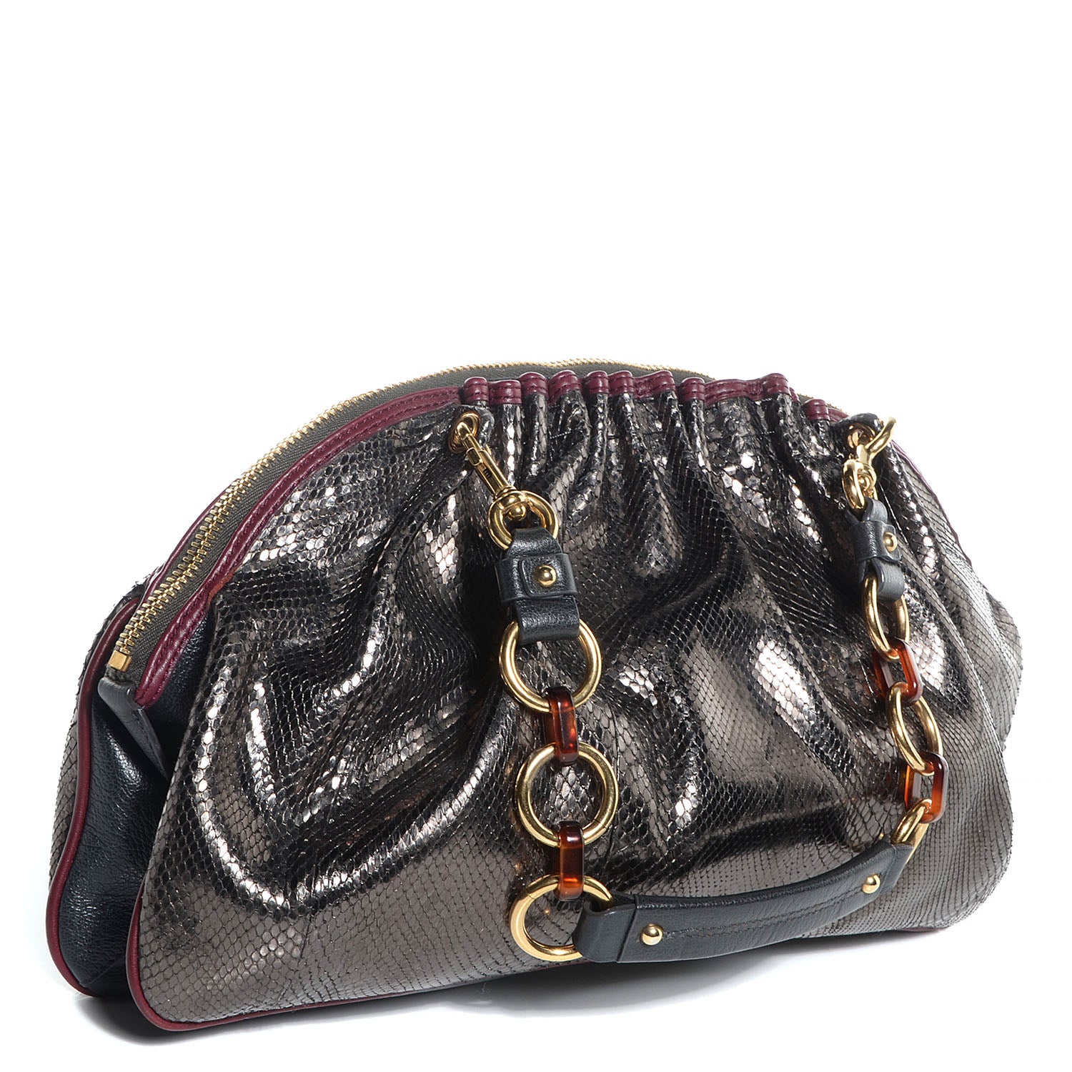 Marc Jacobs Python Capra Satchel Anthracite 3 of 9