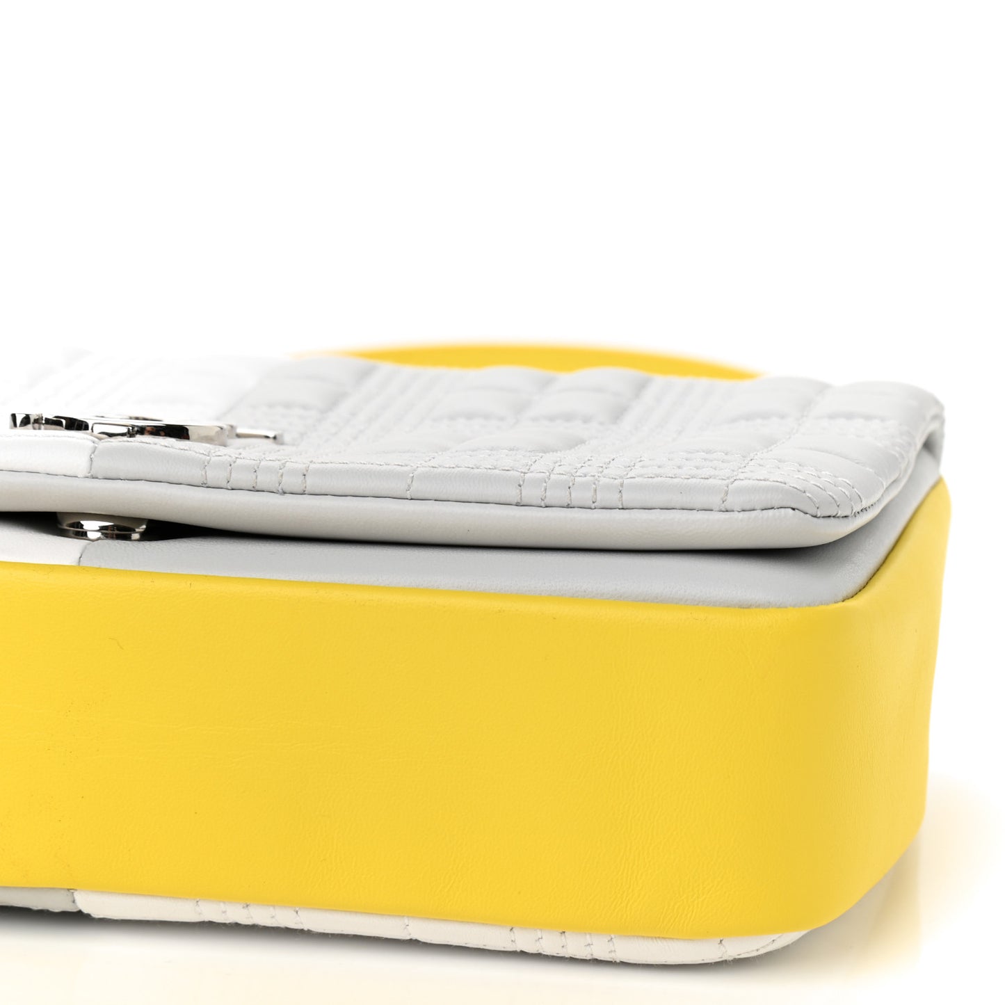 Lambskin Quilted Small Lola Bag White Grey Yellow