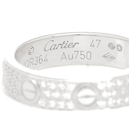 Cartier 18K White Gold Diamond 4mm LOVE Wedding Paved Band Ring 47 4 4 of 5