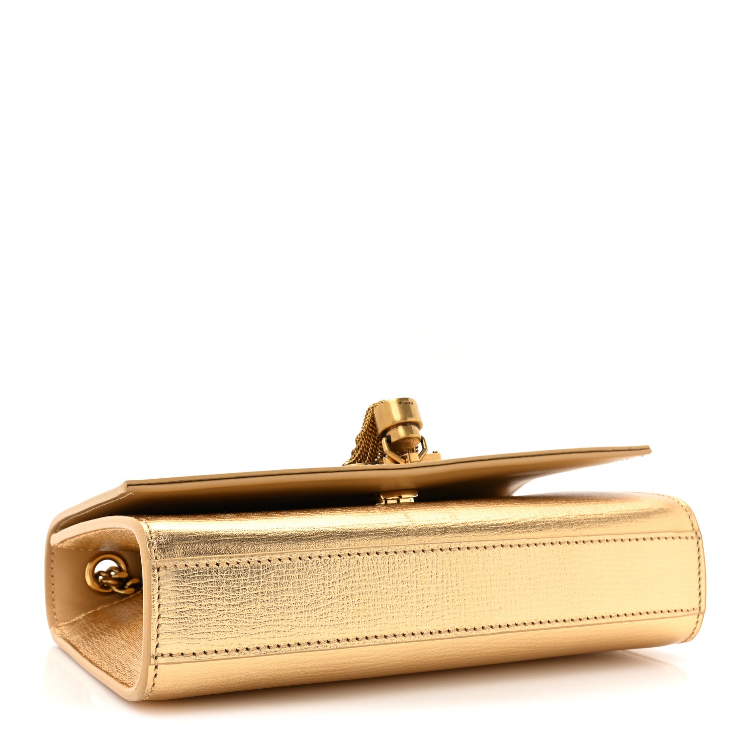 Saint Laurent Metallic Calfskin Small Classic Monogram Kate Tassel Satchel Gold 4 of 11