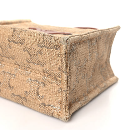 Celine Raffia Effect Calfskin Triomphe Jacquard Cabas Thais Natural Silver 8 of 9