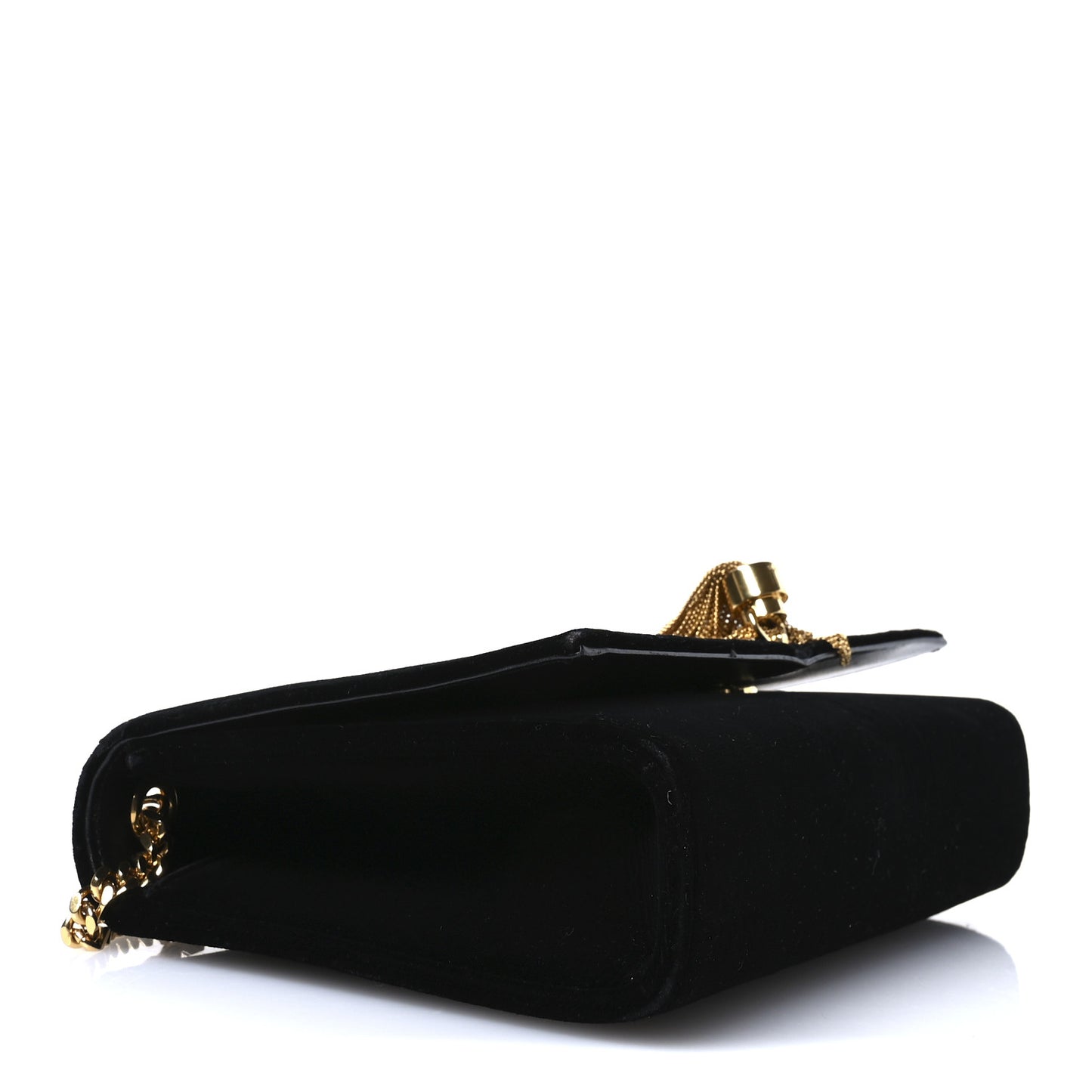 Velvet Medium Monogram Kate Tassel Shoulder Bag Black