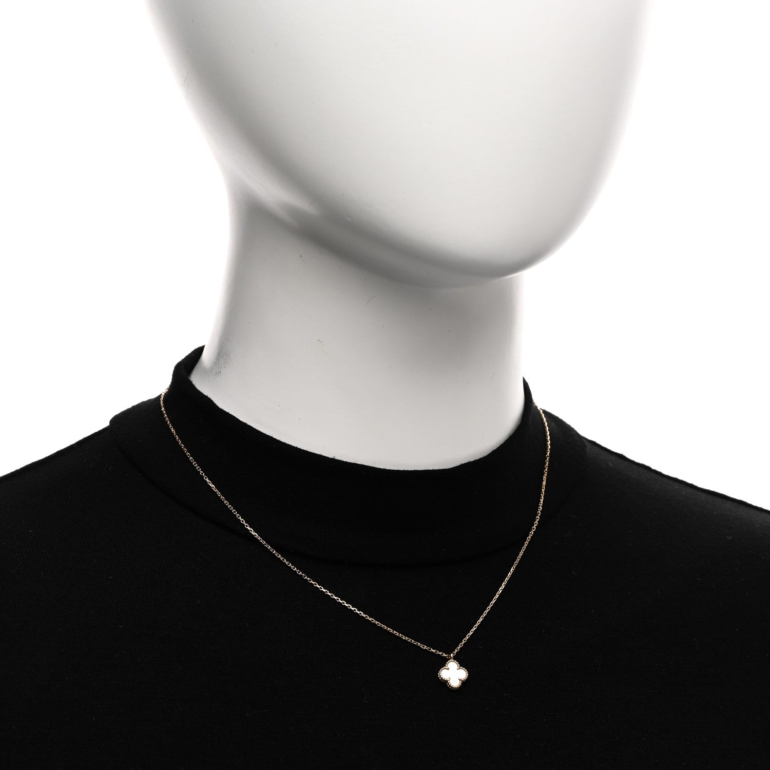 Van Cleef & Arpels 18K Yellow Gold Mother of Pearl Sweet Alhambra Pendant Necklace 2 of 4